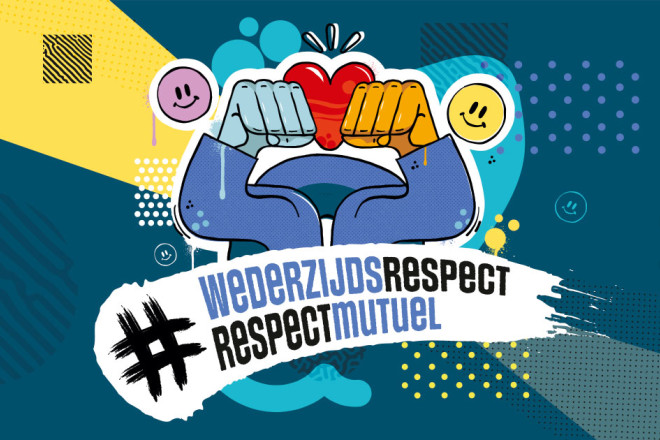 affiche wederzijds respect, twee vuistjes tegen elkaar