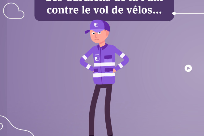 Comme sur la chaîne d’un vélo où les maillons sont reliés les uns aux autres pour faire fonctionner le mécanisme, lutter contre le vol de vélos implique que les cyclistes, témoins, gardiens de la paix, service de police et BeSafe contribuent à l’effort.]