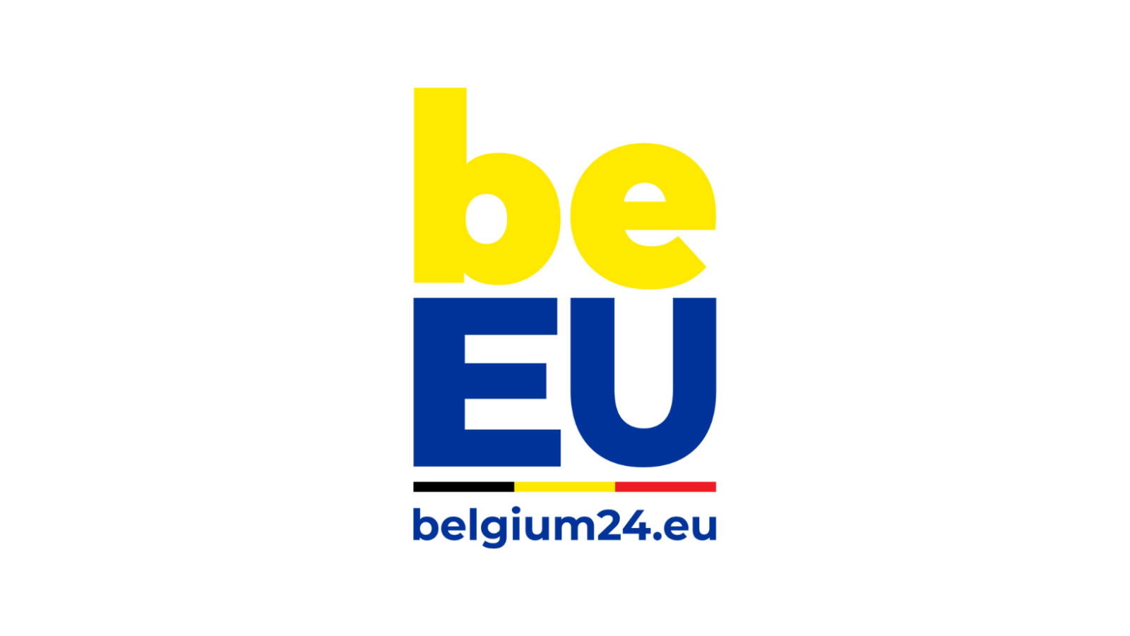 logo présidence belge be en jaune et EU en bleu