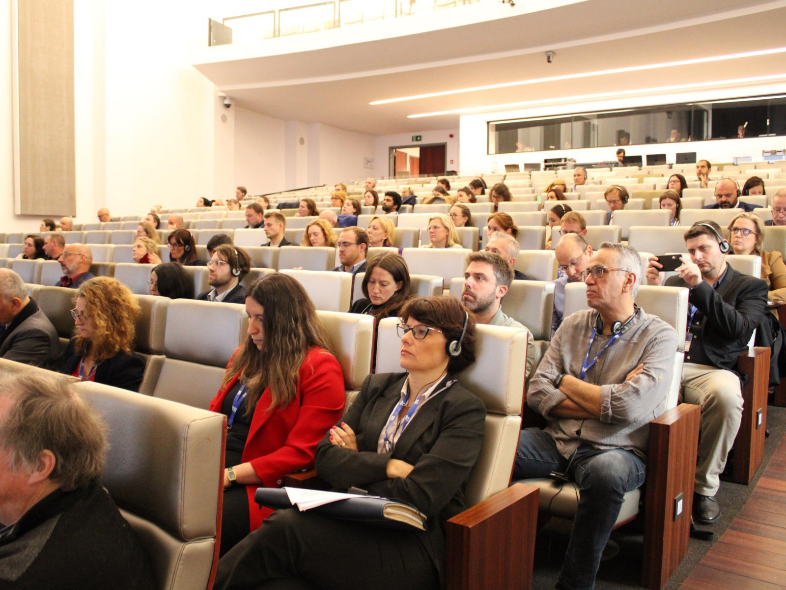 Deelnemers aan de conferentie over criminaliteitspreventie in de Musea voor Schone Kunsten in Brussel