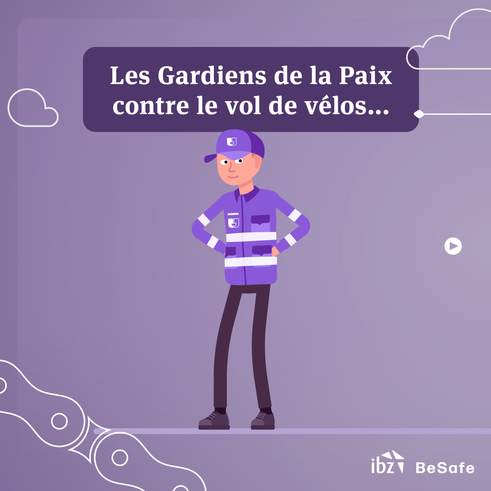 Comme sur la chaîne d’un vélo où les maillons sont reliés les uns aux autres pour faire fonctionner le mécanisme, lutter contre le vol de vélos implique que les cyclistes, témoins, gardiens de la paix, service de police et BeSafe contribuent à l’effort.]